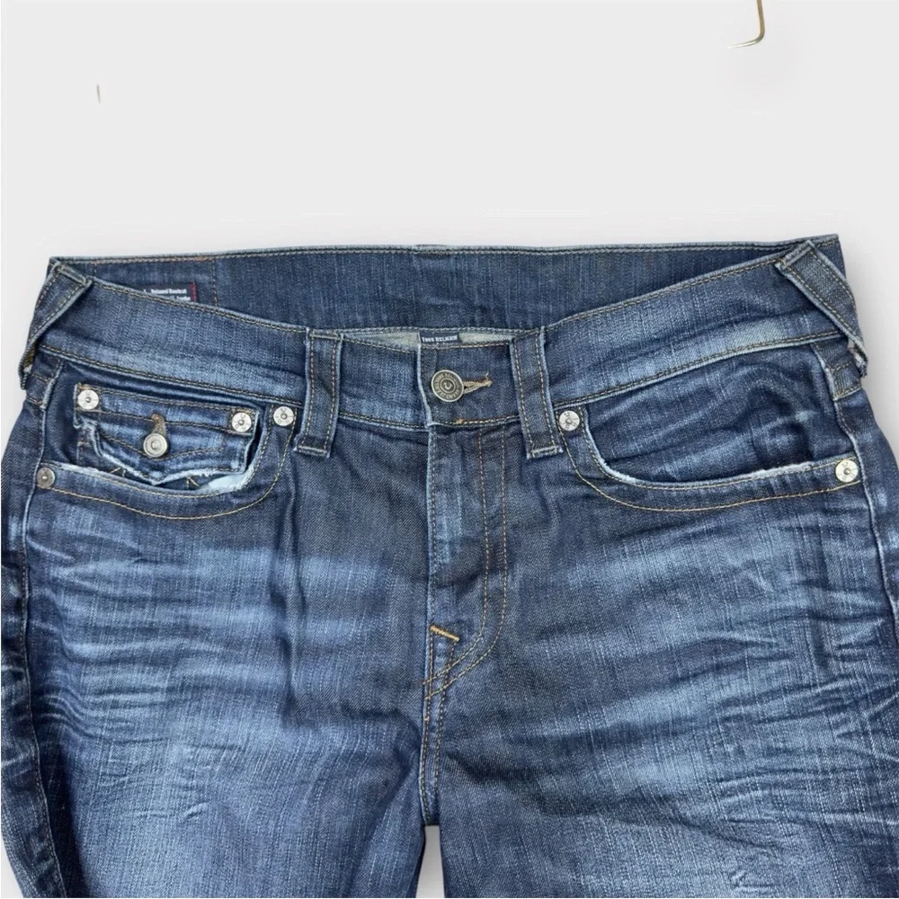 True Religion Billy Relaxed Bootcut Jeans Mens 34x33 Blue Western Skate Y2K Flap